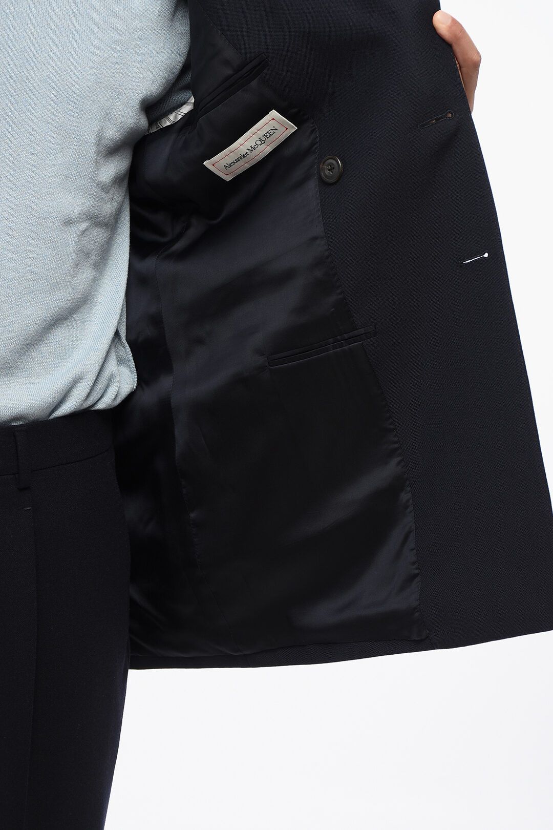Alexander McQueen og1mm0925 Wool Blend Double-Breasted Blazer in Navy Size US M / EU 48-50 / 2 - 5 Thumbnail