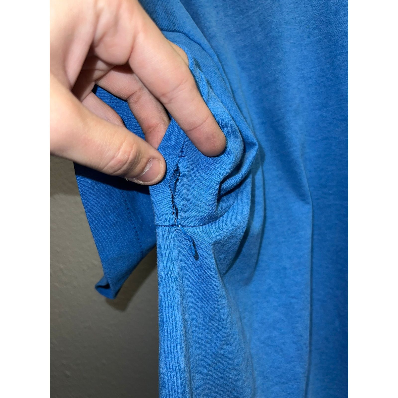 Vintage 90s Vintage BVD Premium Blue Blank Shirt Tee RIP Tear pit XL Size US XL / EU 56 / 4 - 6 Thumbnail