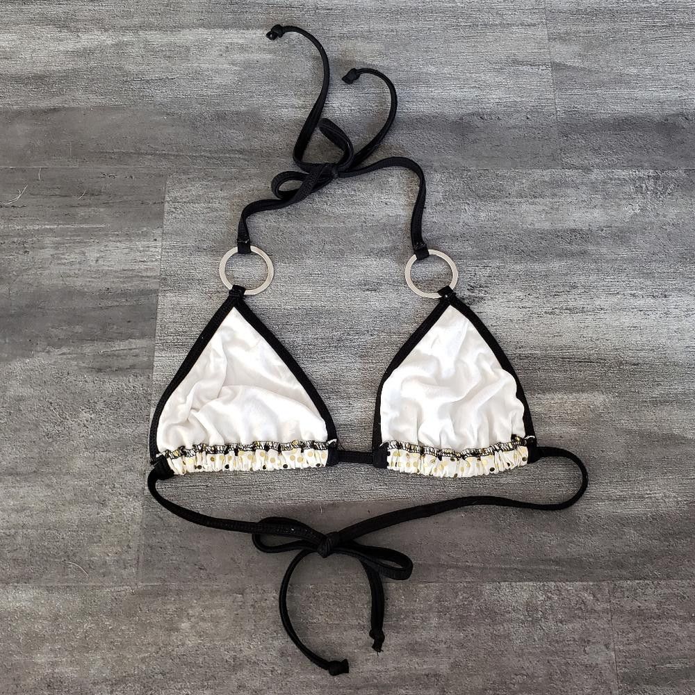 Designer White Gold Black LMG Bikini Top Size ONE SIZE - 2 Thumbnail