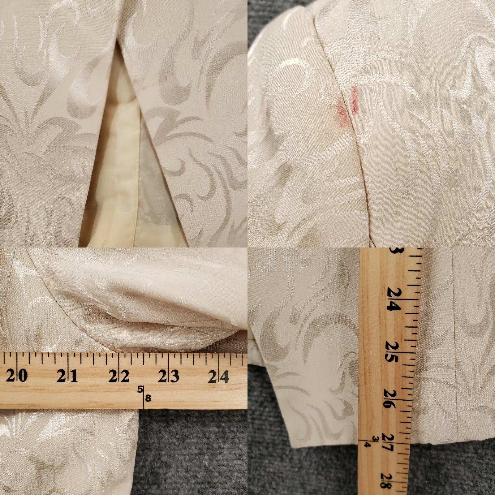 Vintage Terramina Jacket Women White Size 14 Long Sleeves Polyester Collarless Printed Brooch Size XL / US 12-14 / IT 48-50 - 8 Thumbnail