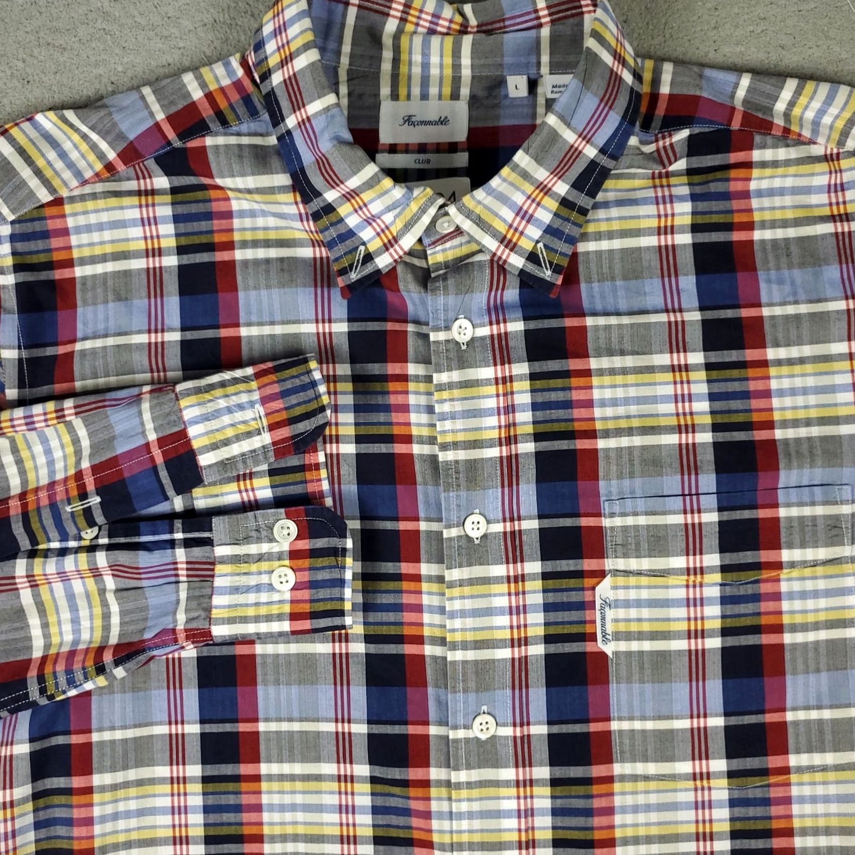 Faconnable Façonnable Shirt Mens L Blue Plaid Button-Up Long Sleeve Casual Button-Up Shirt Mens Blue Plaid Regular Fit Casual Button-Up Size US L / EU 52-54 / 3 - 2 Thumbnail
