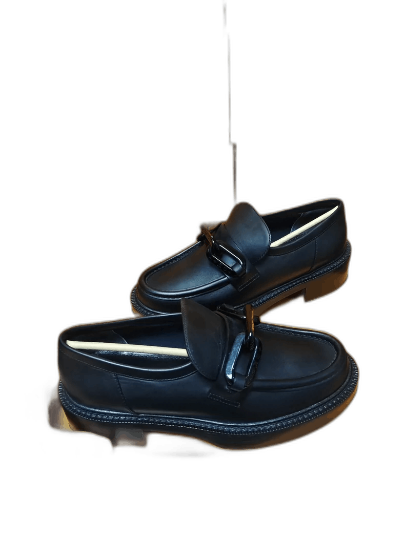 Black Loafers with Chain Detail