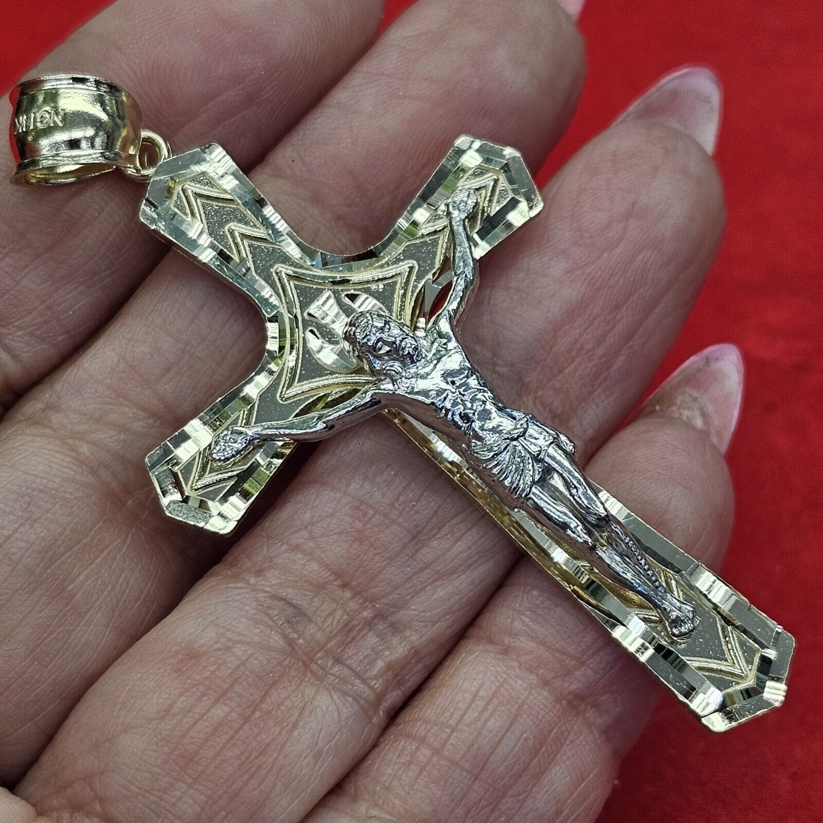 Other Big Two tone 14k Gold Jesus Crucifix Cross Pendant Size ONE SIZE - 8 Thumbnail