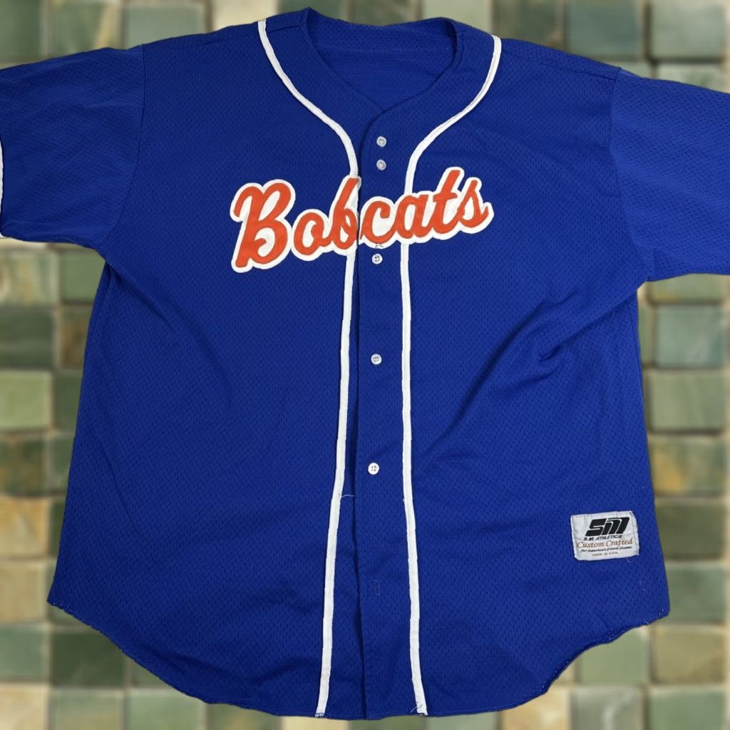 Vintage SM athletics High School Baseball Jersey Bobcats Button XL Blue Embroidered USA #20 Mens XL Size US XL / EU 56 / 4 - 1 Thumbnail