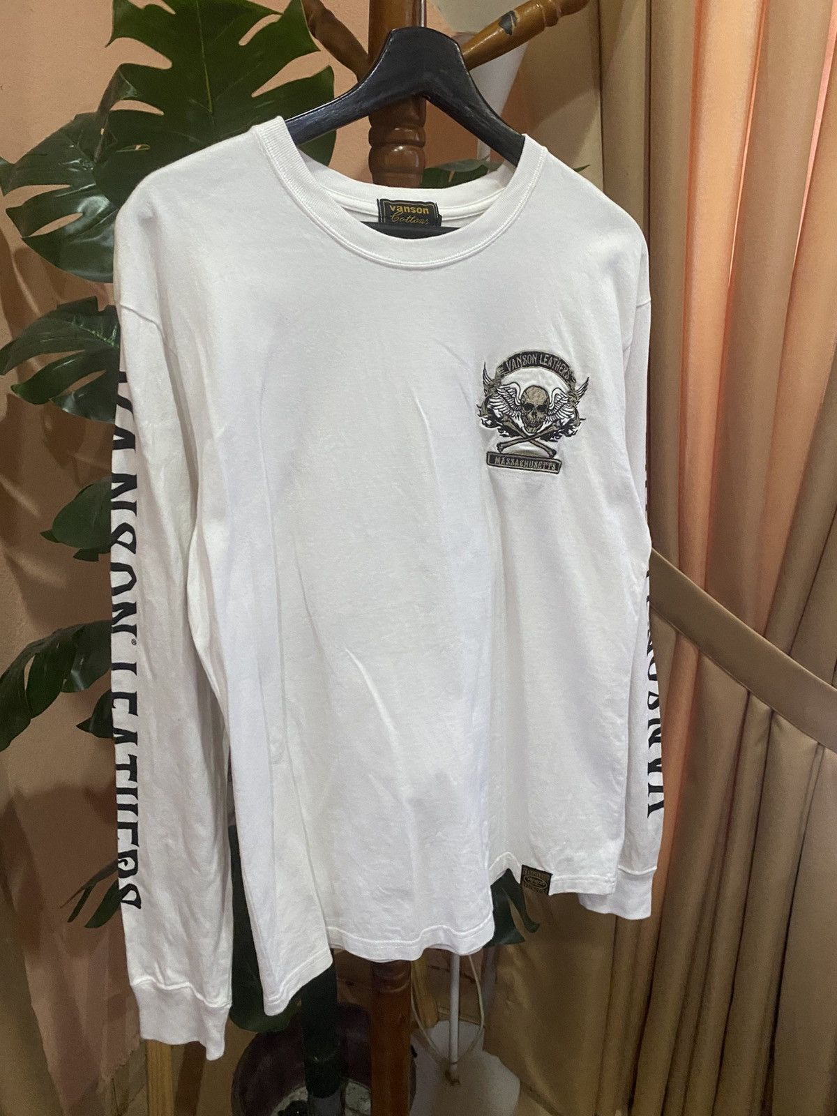 Vanson Leathers Vanson Leathers Roadracer Skull Graphic White Long Sleeve Size US M / EU 48-50 / 2 - 6 Thumbnail