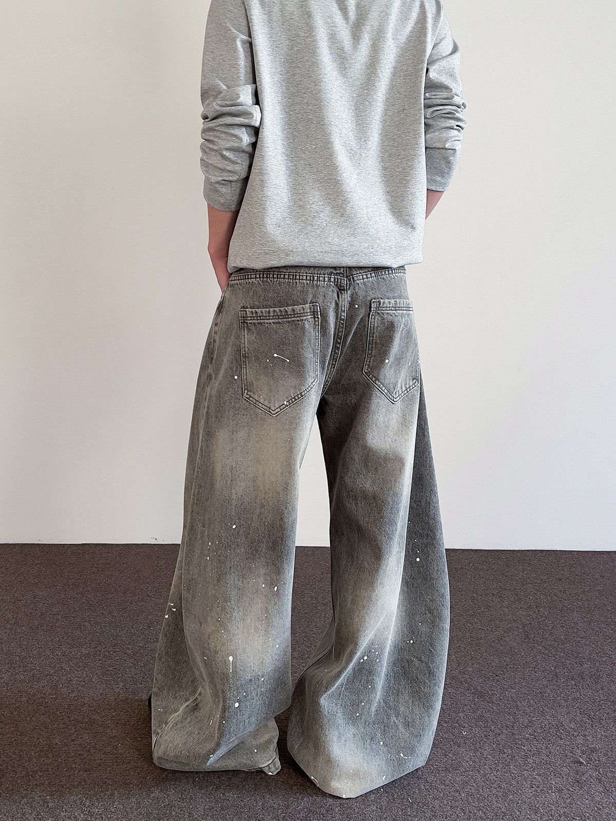 Jean × Vintage Wide Leg Baggy Jeans with Paint Splatter Detail Size US 30 / EU 46 - 5 Thumbnail