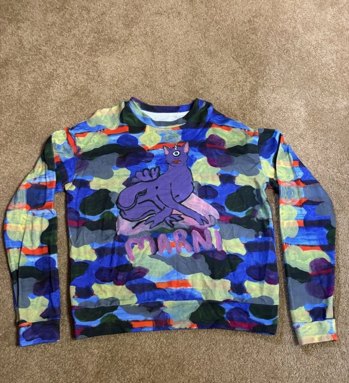 Marni MARNI Sweater Size 54 Men's XL Purple Dragon Logo Sweatshirt Size US XL / EU 56 / 4 - 2 Thumbnail