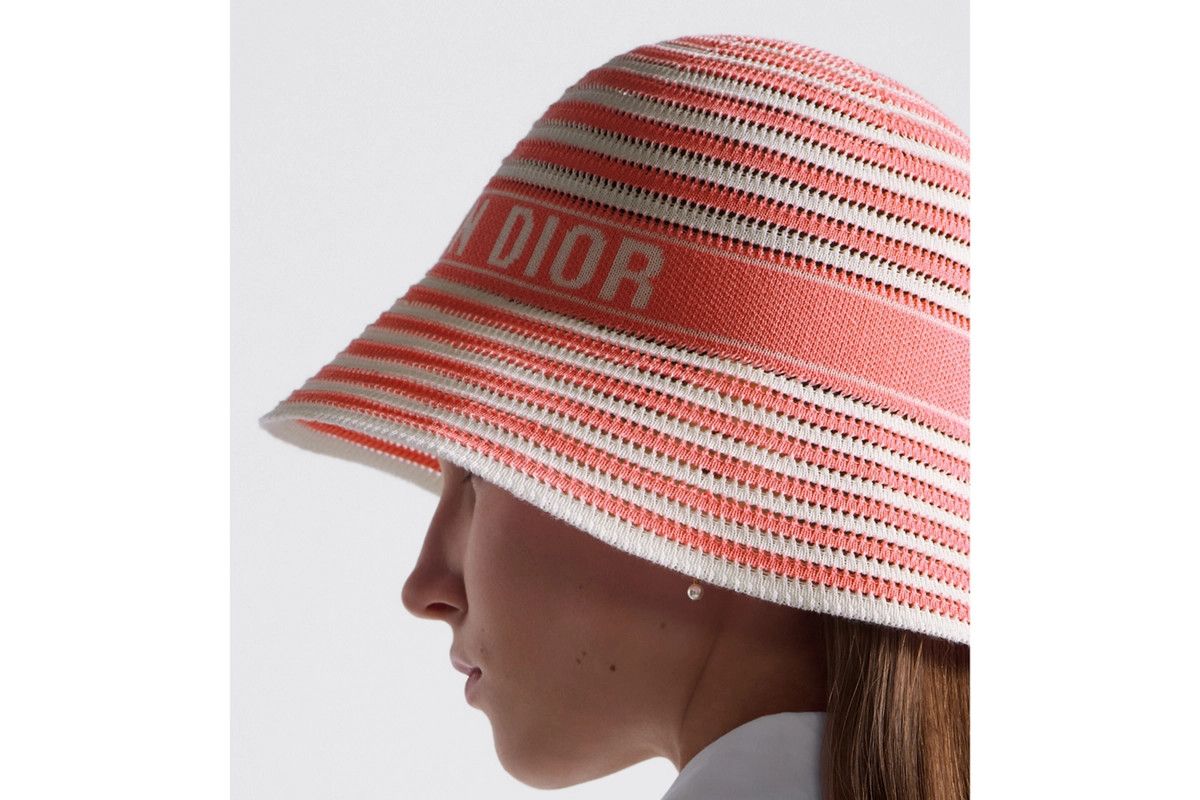 Dior o1bcso1str0226 Size:OS/Small Brim Cloche in Pink/White Size ONE SIZE - 7 Thumbnail