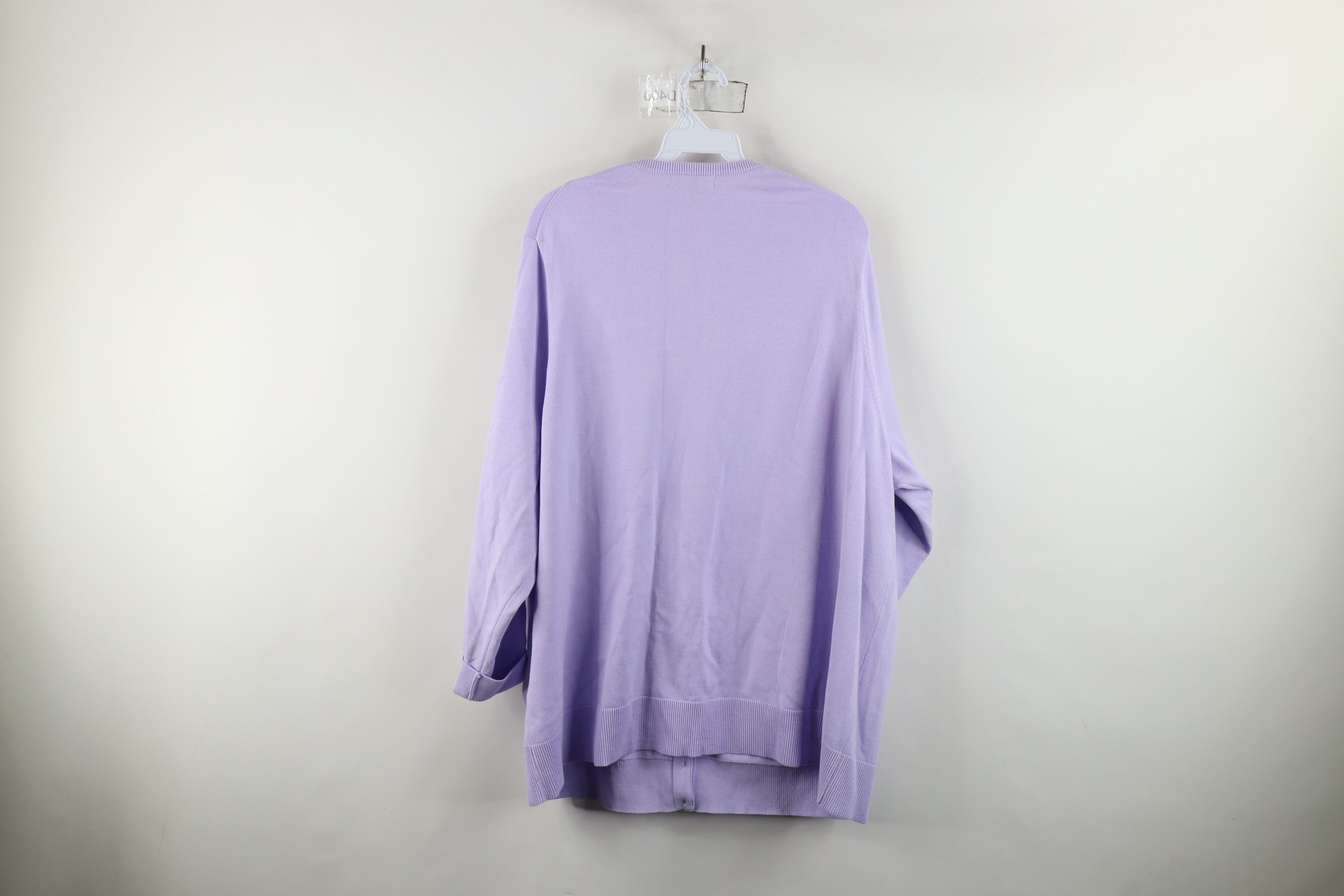 Lands' End × Vintage Vintage Lands End Cotton 3/4 Sleeve Cardigan Sweater Lilac Size 3XL / US 20-22 - 11 Thumbnail