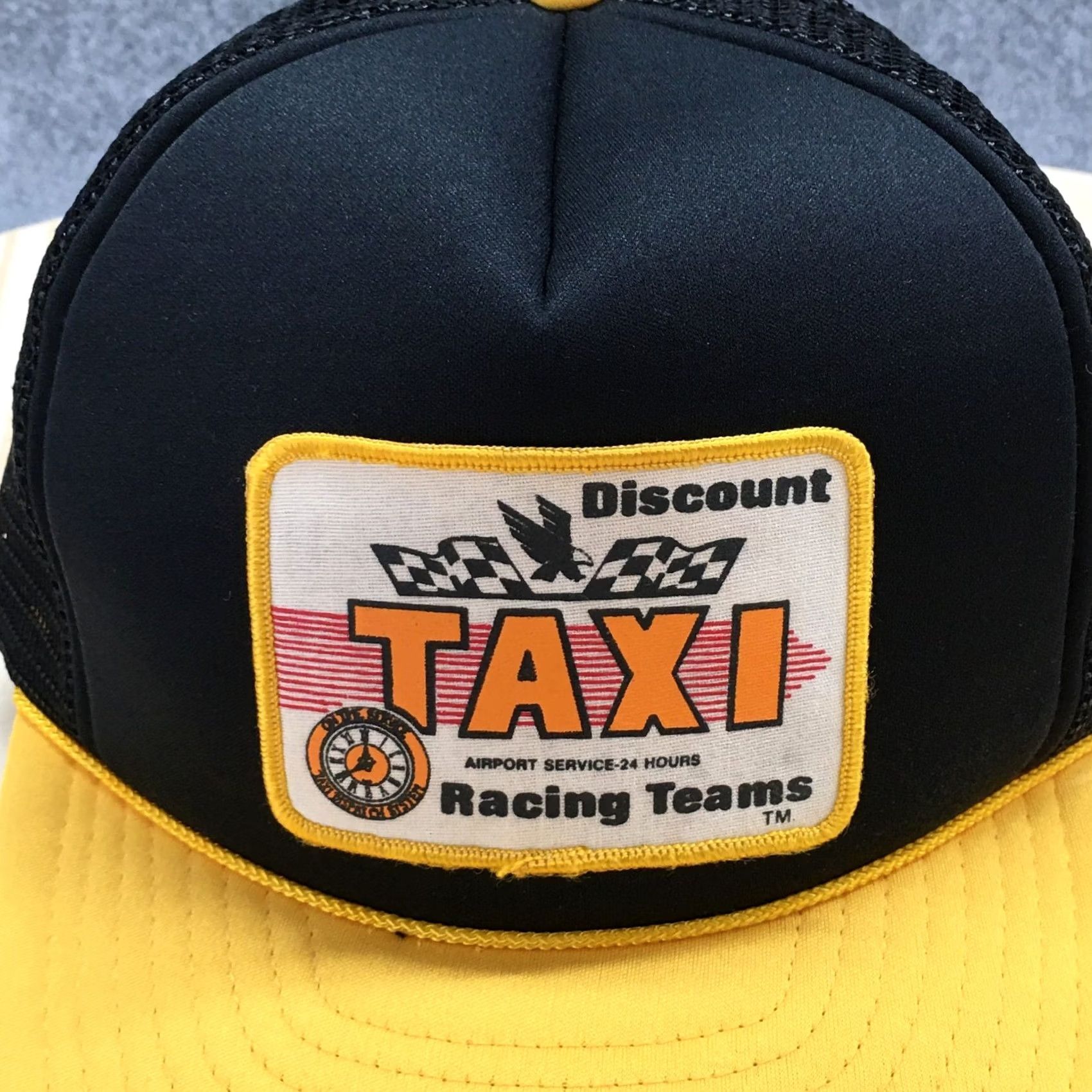 Vintage Winner Rope Hat Mens Black Yellow OS Adjustable Curved Brim Taxi Racing Teams Size ONE SIZE - 3 Thumbnail