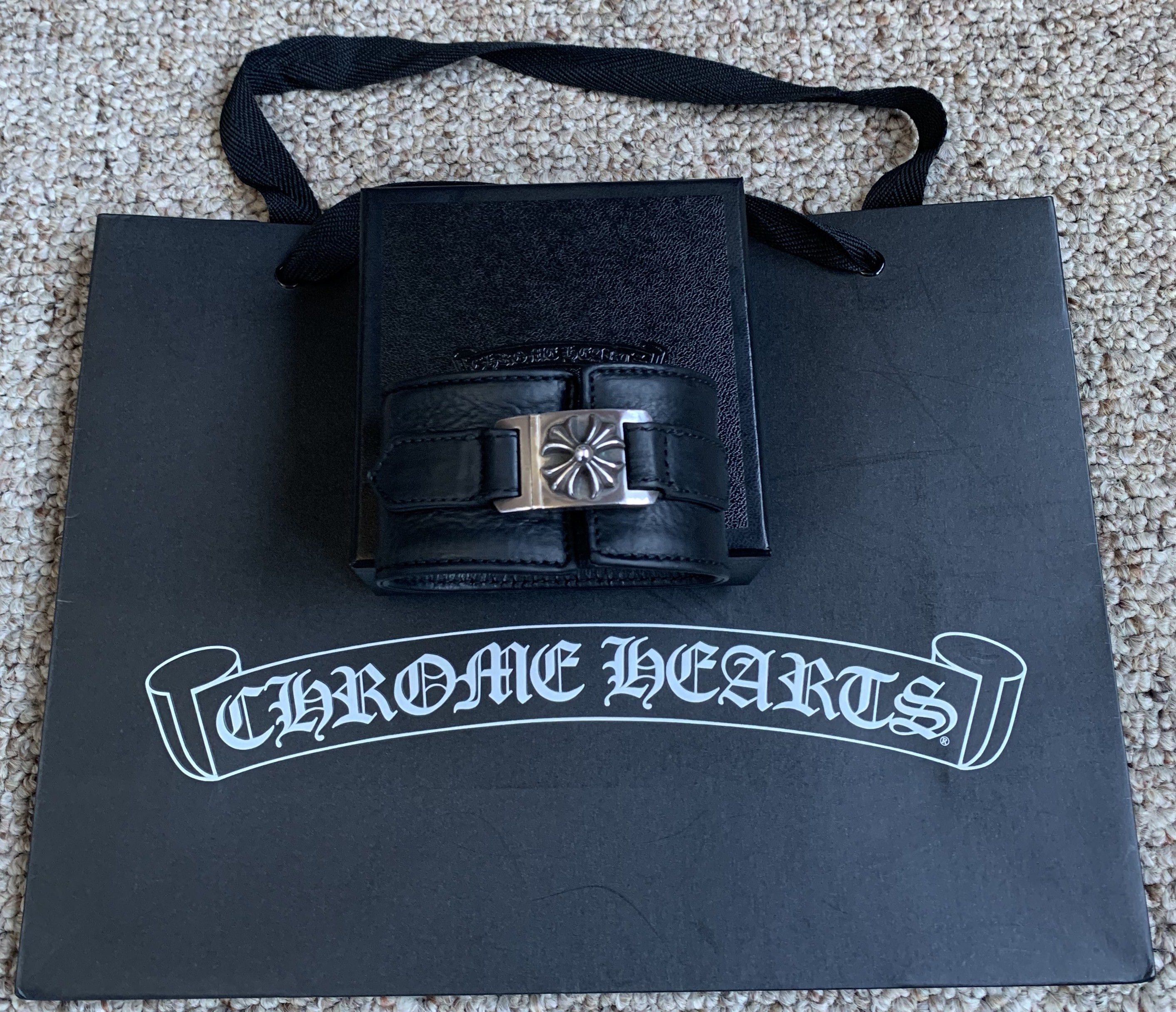 Chrome Hearts Chrome Hearts Wide Leather Silver Cross Bracelet Size ONE SIZE - 7 Thumbnail