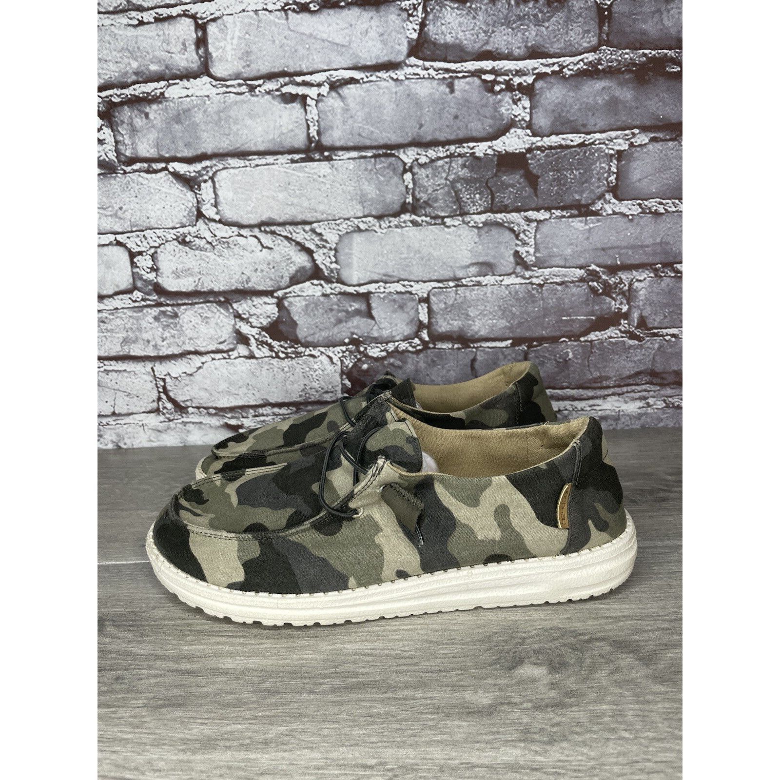 Other Hey Dude Wendy Camo Green Brown Canvas Sneakers Shoes Women' Size US 9 / IT 39 - 16 Thumbnail