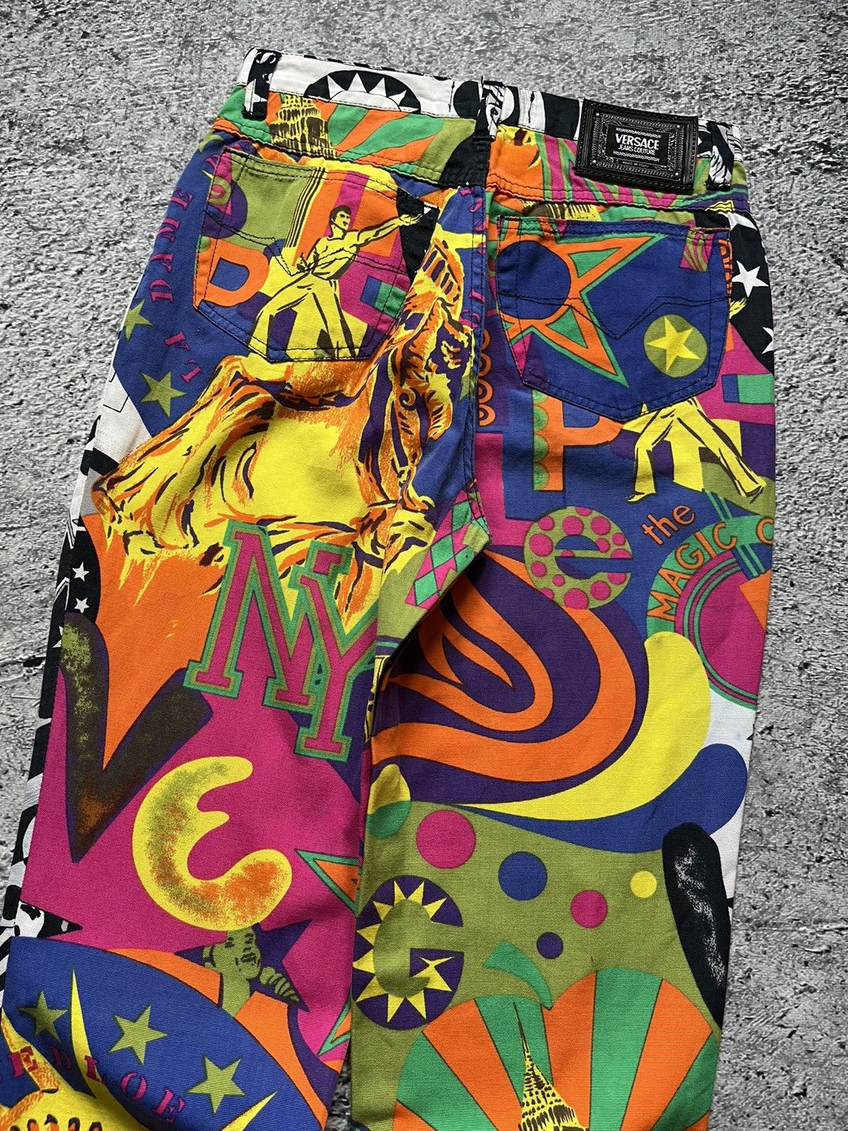 Versace × Versace Jeans Couture × Versus Versace 80’s New York City all print denim jeans pants rare archive Size 31" - 4 Thumbnail
