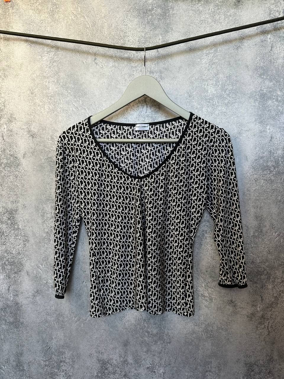 Dolce & Gabbana × Vintage Dolce & Gabbana Monogram Logo Print Stretch Top – Y2K Long Size L / US 10 / IT 46 - 2 Thumbnail
