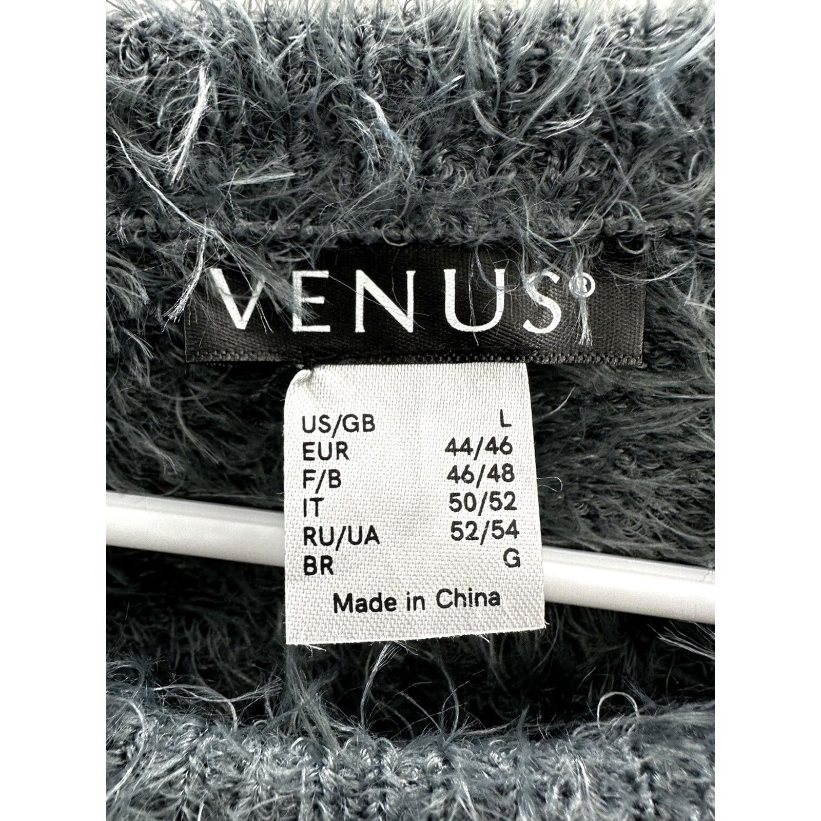 Venus Venus Sweater Shirt Womens Large Gray Ombre Fuzzy Long Sleeve Pearl Trim Knit Classic Bohemian - Note: This line contains extra text not allowed. Size L / US 10 / IT 46 - 5 Thumbnail