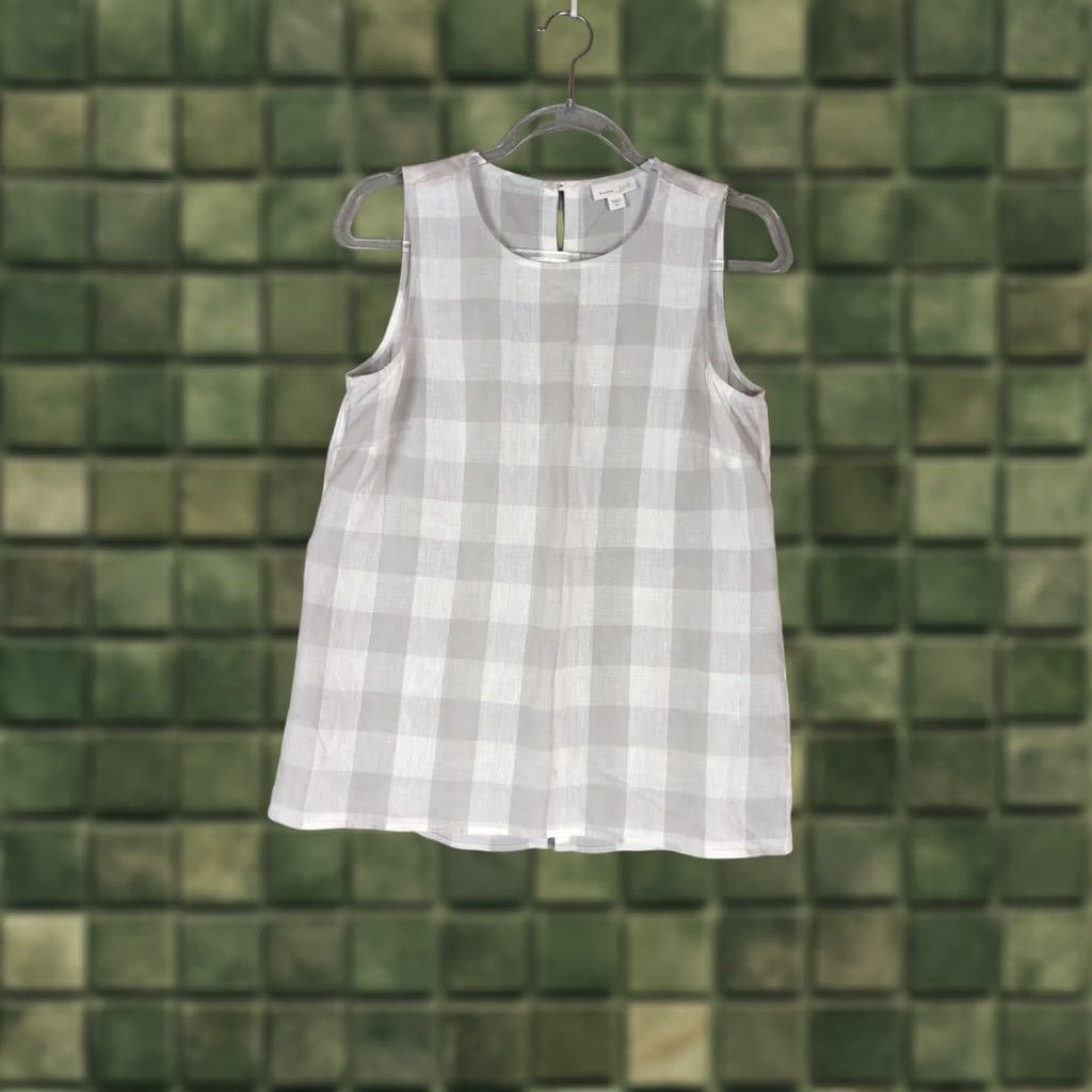 J. Jill J. JILL Love Linen Button Back Top XS Gray/White Lagenlook Beachy Cruise casual Women Size XS / US 0-2 / IT 36-38 - 1 Thumbnail