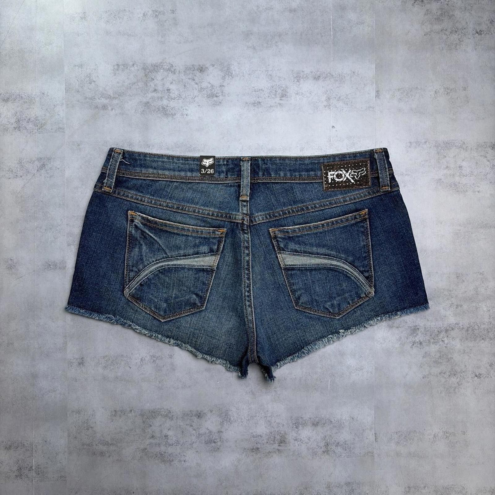 Fox Racing Y2K Fox Racing Grunge Mini Denim Shorts Size 29" - 1 Thumbnail