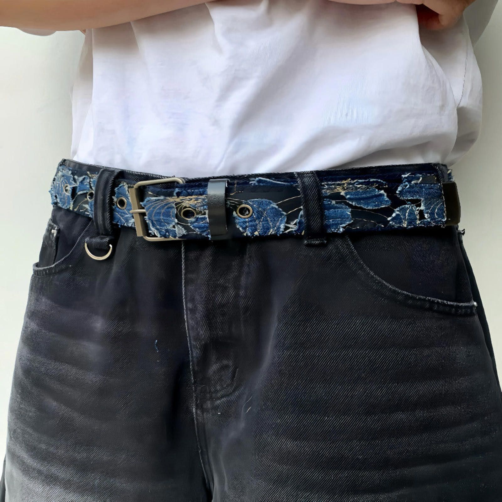 Japanese Brand Blue Floral Print Belt Size ONE SIZE - 1 Thumbnail