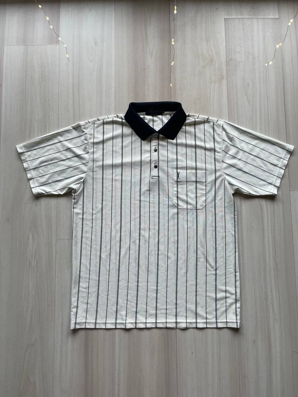 image of YVES Saint Laurent Vintage Silk Polo in White, Men's (Size Large)