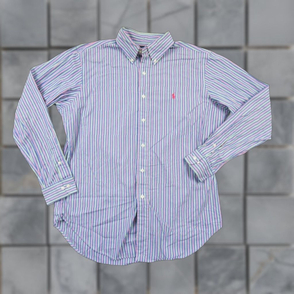 Ralph Lauren VINTAGE Ralph Lauren Men's Shirt Button Up Long Sleeve Striped Blue Classic Fit Preppy Size US L / EU 52-54 / 3 - 1 Thumbnail