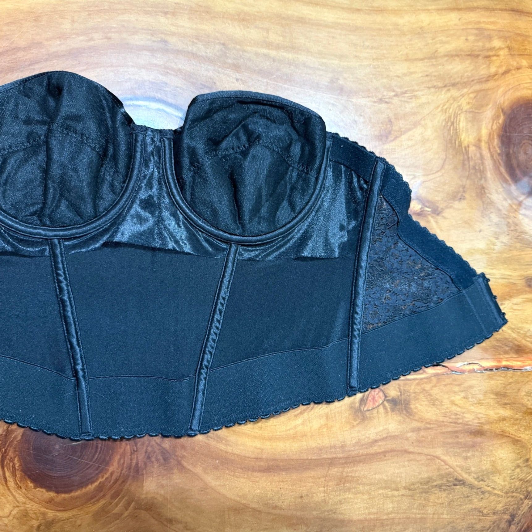 Vintage VINTAGE Maidenform Rendezvous Bustier Lingerie Top 38B Satin Black Nylon 1990s Womens Bra Size M / US 6-8 / IT 42-44 - 3 Thumbnail