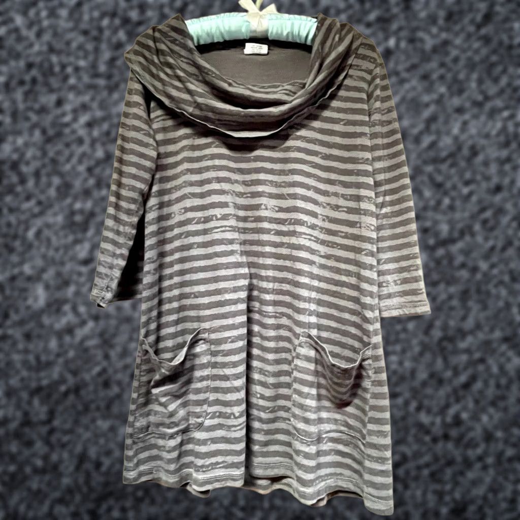 MCM CMC Color Me Cotton Women's Cowl Neck Shift Dress Cotton Stripe Gray Size Small Size S / US 4 / IT 40 - 1 Thumbnail