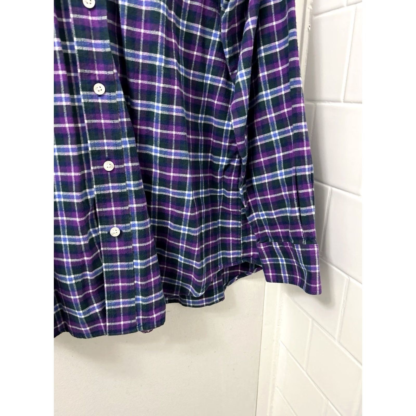 Vineyard Vines Vineyard Vines Whale Shirt Mens L Purple Green Plaid Button-Down L/S Cotton Flannel Pocketed Top Size US L / EU 52-54 / 3 - 6 Thumbnail