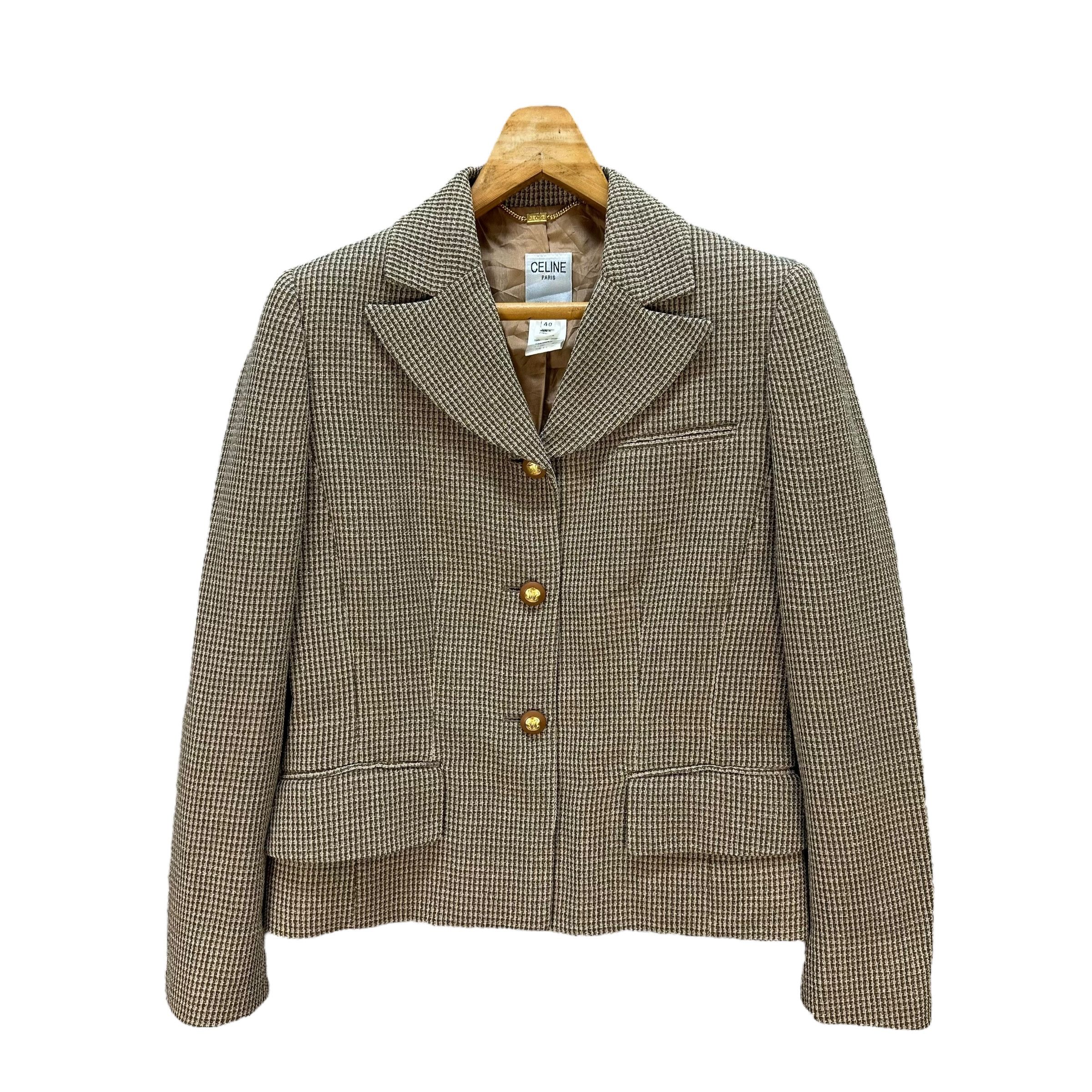 Celine CELINE Classic Tweed Wool Blend Blazer Jacket #A50-1174 Size M / US 6-8 / IT 42-44 - 1 Thumbnail