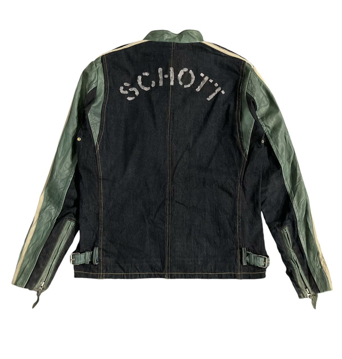 Schott Vintage Schott Leather Denim Motorcycle Jacket Size US L / EU 52-54 / 3 - 2 Thumbnail