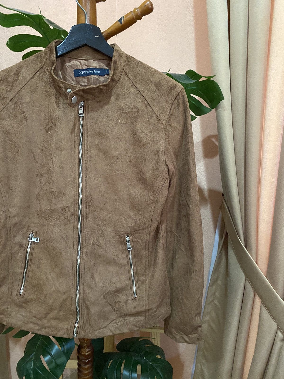 Japanese Brand NEVER Acquiesce Brown Suede Biker Jacket Faux Suede Moto Size US S / EU 44-46 / 1 - 5 Thumbnail