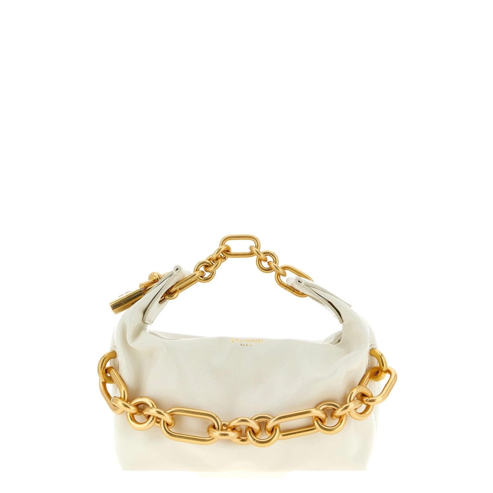 BALMAIN Sync Mini White Leather Top Handle Bag New & Authent