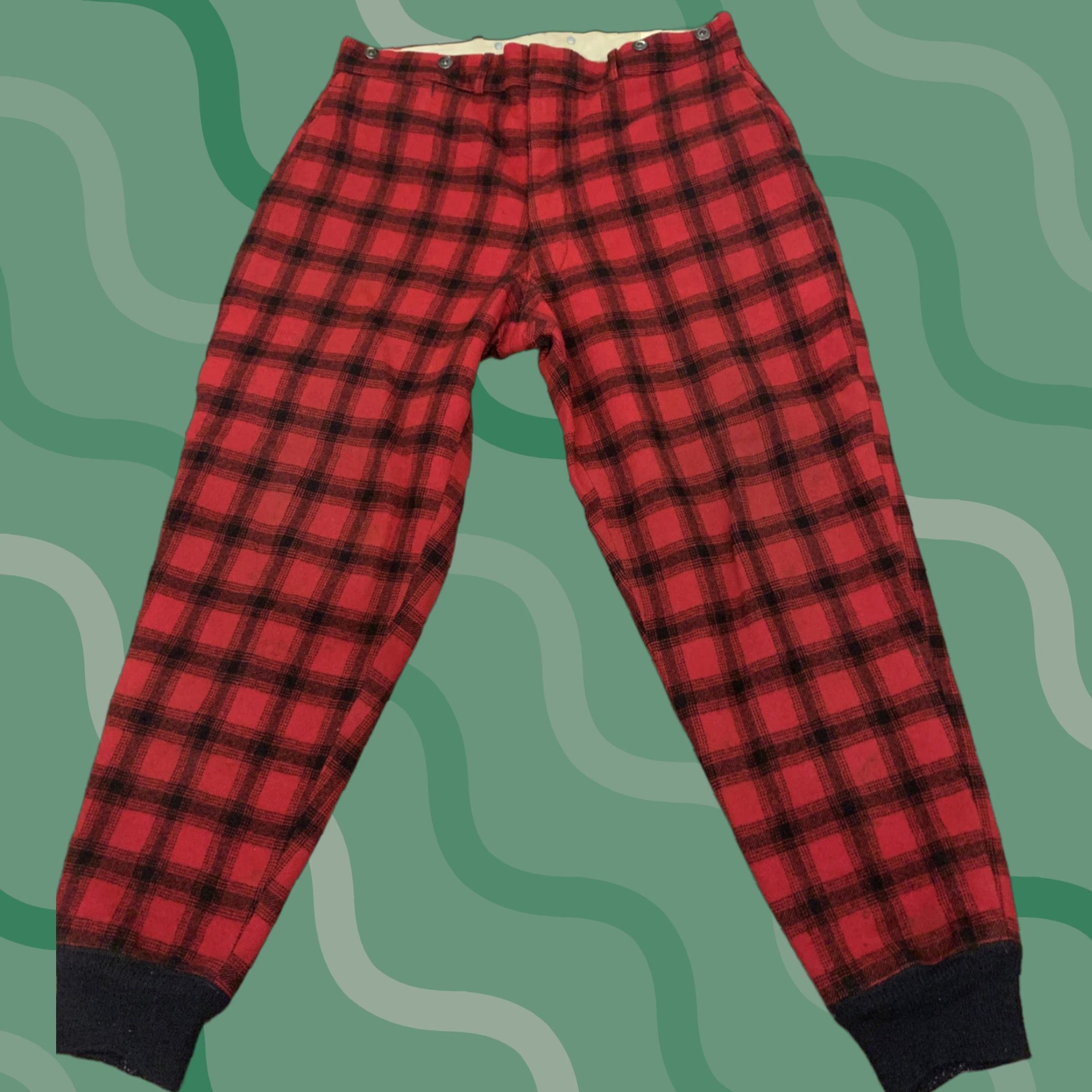 Vintage VINTAGE Woolrich Cuffed Jogger Hunting Pants 34x30 Red Buffalo Plaid 60s Mens USA Size US 34 / EU 50 - 1 Thumbnail