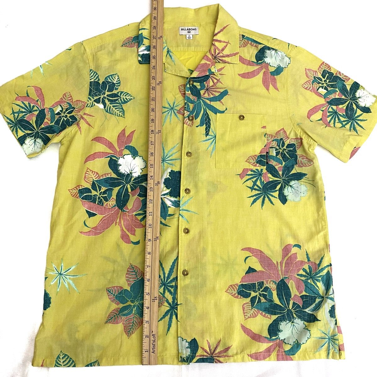 Billabong Billabong Hawaiian Shirt Mens Large Yellow Button Up Floral Size US L / EU 52-54 / 3 - 2 Thumbnail