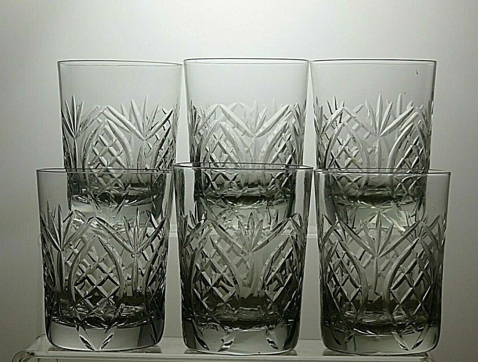 The Unbranded Brand Antique Lead Crystal Cut Glass Set Of 6 Tumblers 3 3/4" Size ONE SIZE - 2 Thumbnail