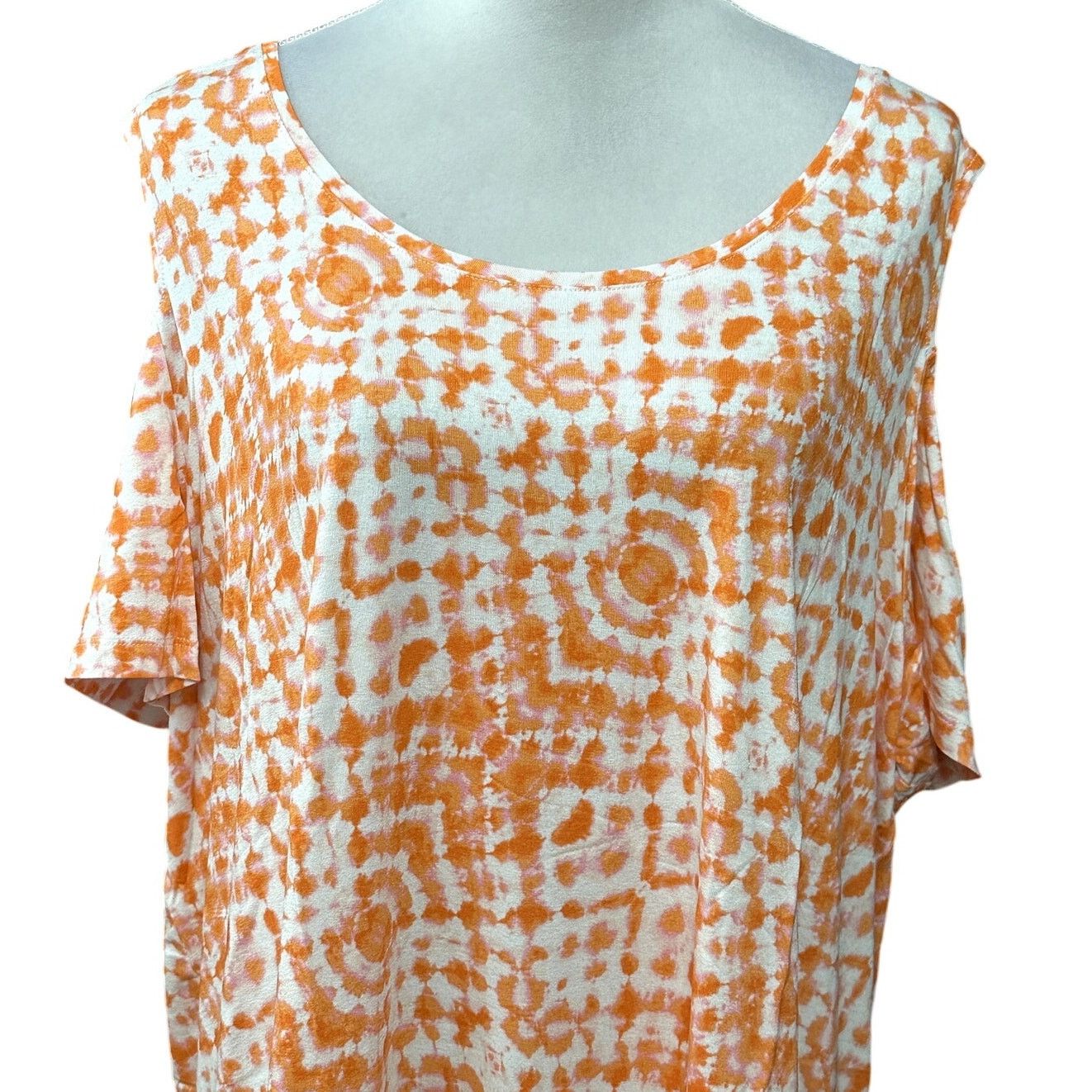 Other JM Collection Blouse Cold Shoulder Tie-Dye Orange 4X NWT Size 4XL / US 24-26 - 3 Thumbnail