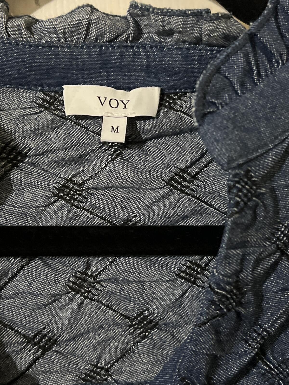 Voyage VOY Blue Embroidered V-Neck Blouse Size M Denim Size M / US 6-8 / IT 42-44 - 3 Thumbnail
