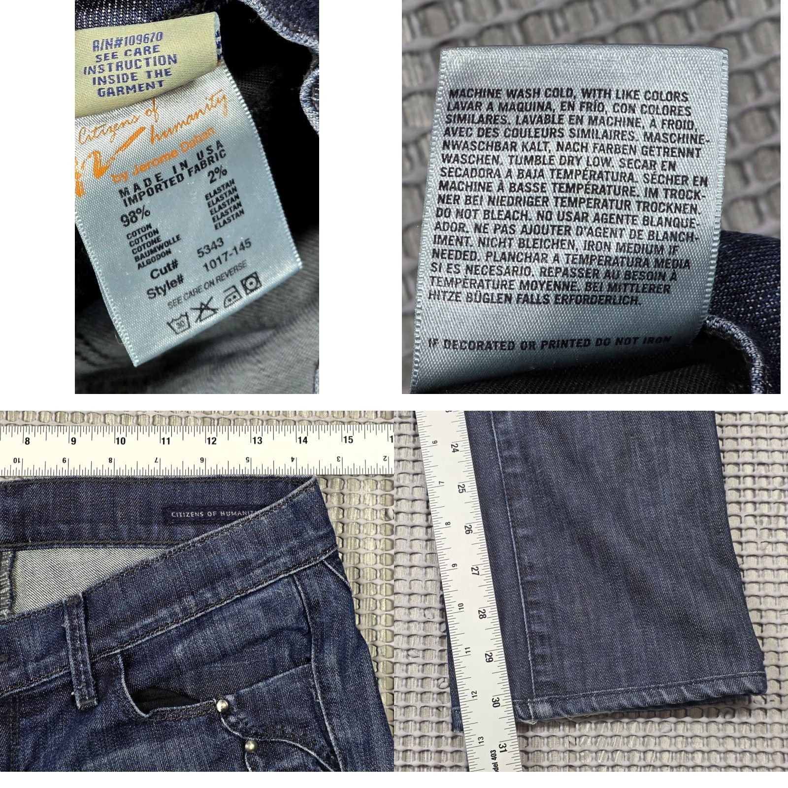 Citizens Of Humanity Citizens of Humanity Ava Jeans Women’s Regular Low Rise 28x30 Blue Denim 5-Pocket Stretch Straight Jeans Size 28" / US 6 / IT 42 - 9 Thumbnail