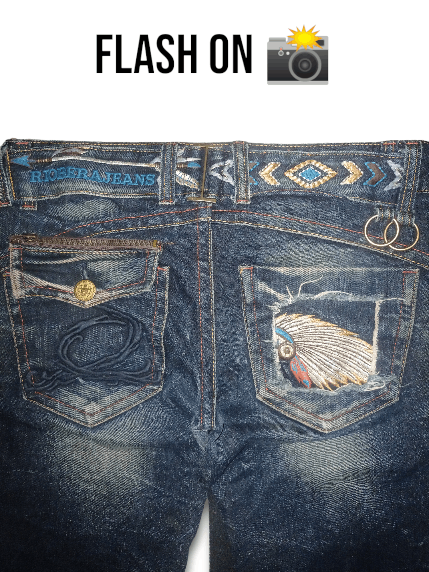 Japanese Brand Vintage Japanese Embroidered Buckle Back Flare Jeans Size US 32 / EU 48 - 11 Thumbnail