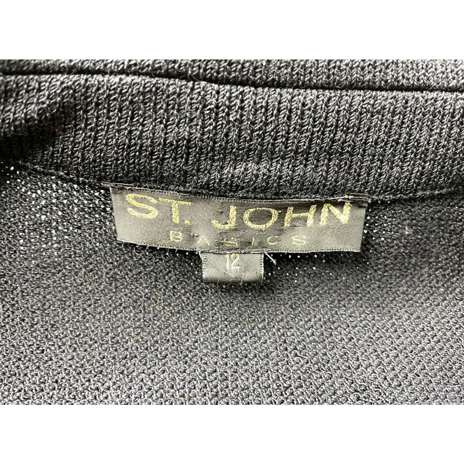 St. John St. John Basics 2Pc Jacket/Blazer & Pant Suit Black Knit Gold Buttons Size 12 Size 34" / US 12 / IT 48 - 3 Thumbnail