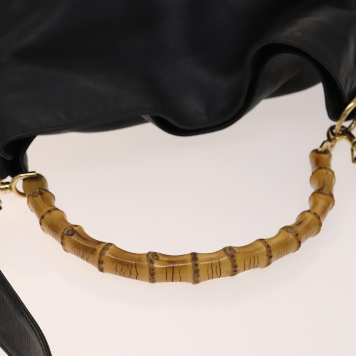 Gucci GUCCI Bamboo Handbag Leather Black Gold 001 1781 001 1781 Size ONE SIZE - 9 Thumbnail