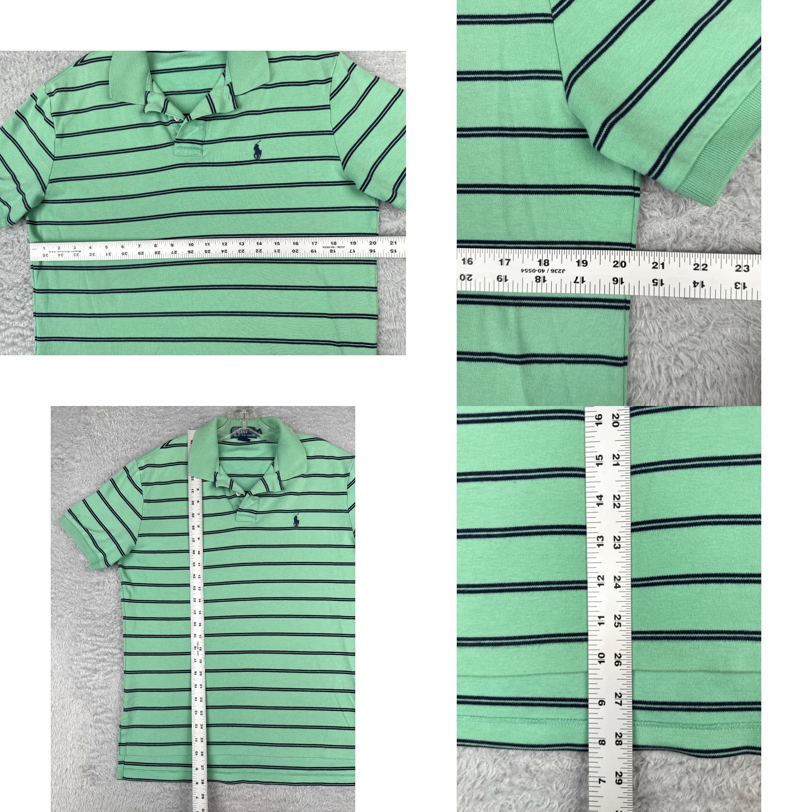 Ralph Lauren VINTAGE Ralph Lauren Polo Shirt Adult Medium Green Stripe 100% Cotton Jersey Short Sleeve Mens Polo Shirt, Green, Striped, 90s Theme Size US M / EU 48-50 / 2 - 8 Thumbnail