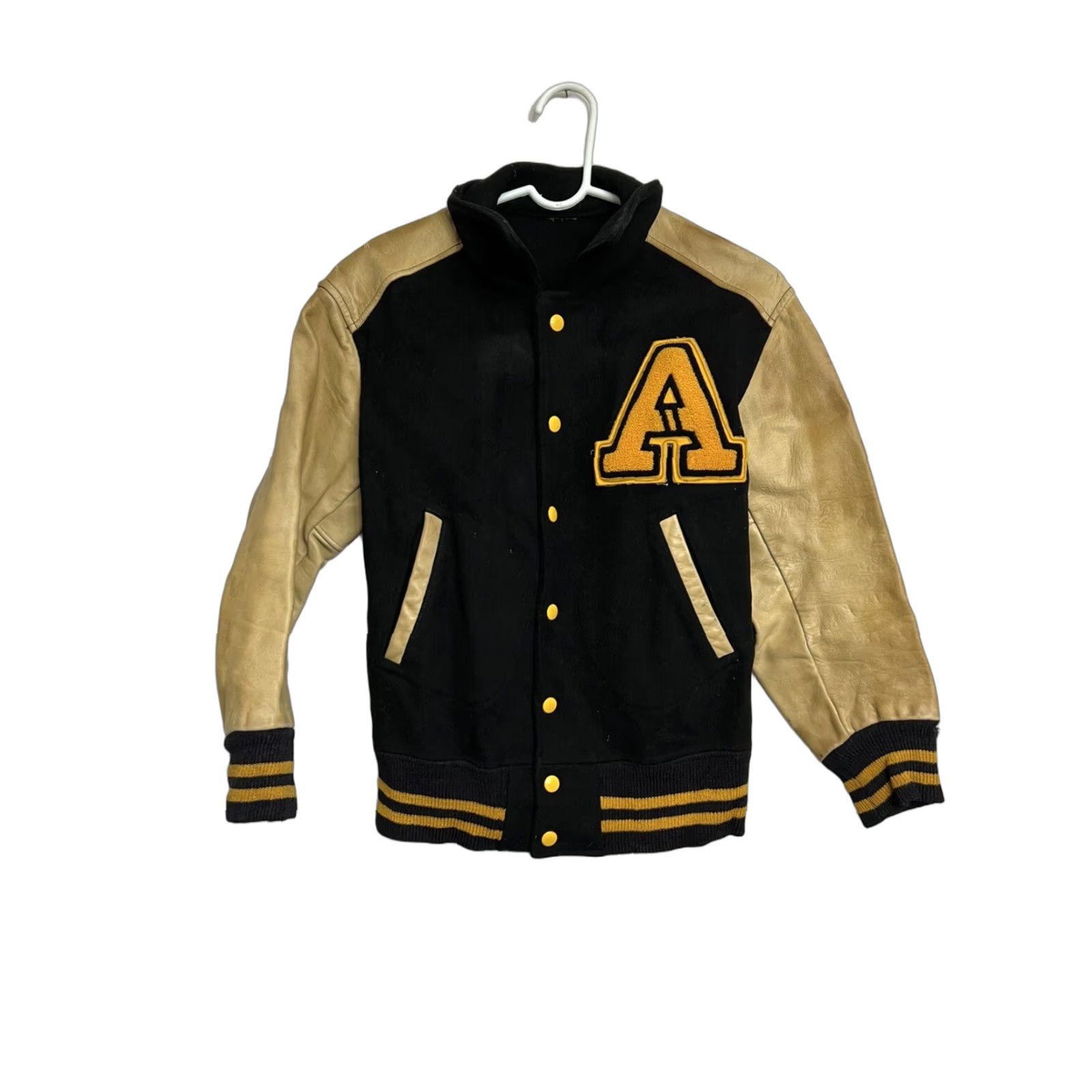 Vintage VINTAGE Holts Letterman Jacket Sz 40 Black Gold Leather School Retro 50s Jock Sz S Mens Size US S / EU 44-46 / 1 - 1 Thumbnail