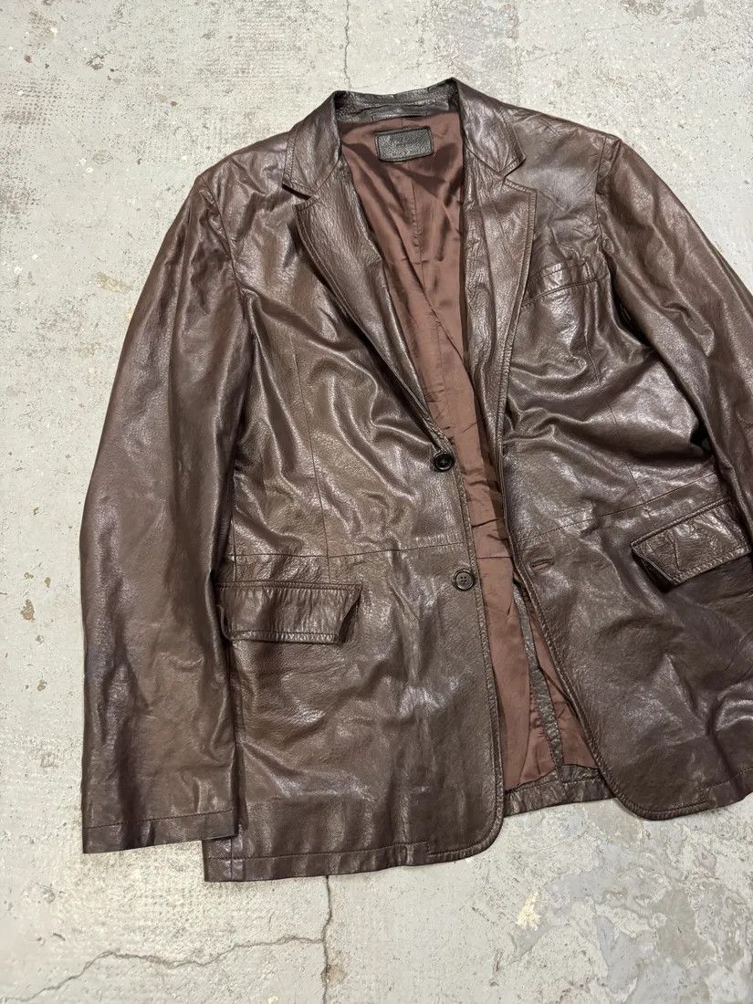 Prada AW2010 Prada Brown Eroded Leather Blazer Jacket Size US M / EU 48-50 / 2 - 6 Thumbnail