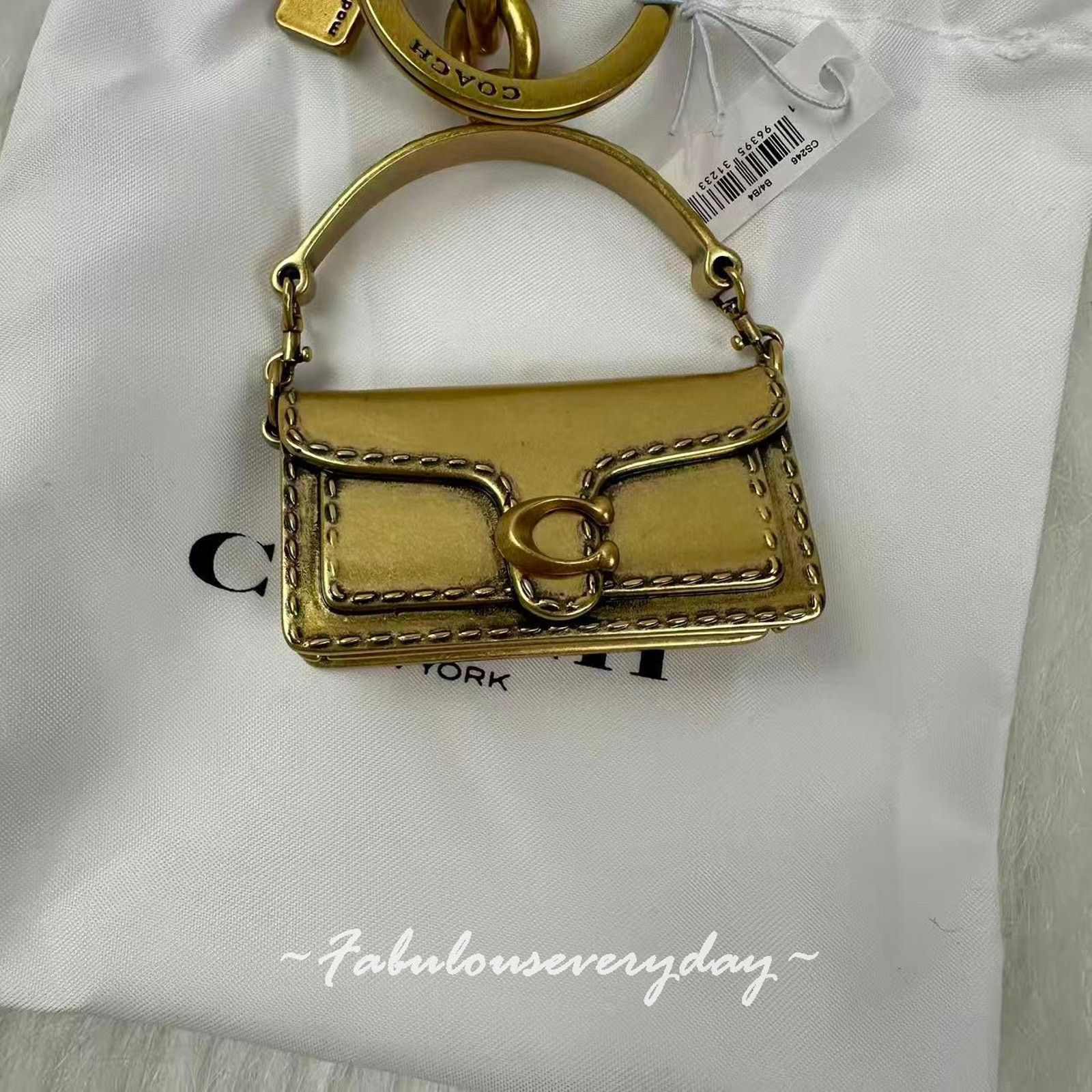 Coach Coach Tabby Bag Charm With Key Chain Keyring In Brass CS246 Size ONE SIZE - 3 Thumbnail