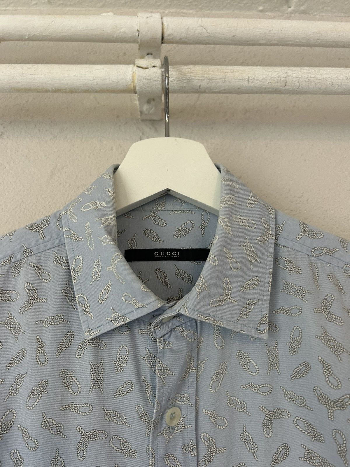 Gucci Gucci Light Blue Bee Embroidered Shirt - Size 38 Size US S / EU 44-46 / 1 - 4 Thumbnail