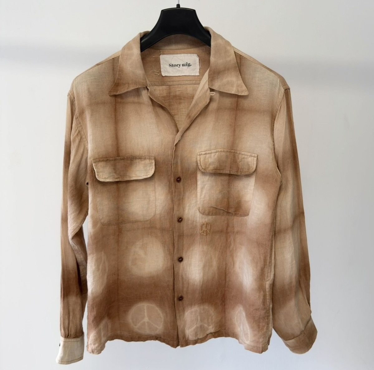 Story Mfg. Brown/Beige ‘Peace Tie Dye’ Print Shirt Size US S / EU 44-46 / 1 - 1 Thumbnail