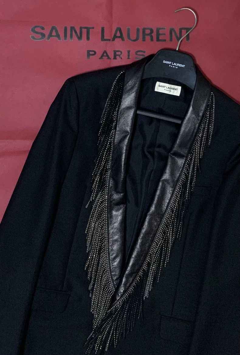 Saint Laurent Paris Saint Laurent SLP Runway Fringe Leather Collar Blazer- Size US M / EU 48-50 / 2 - 6 Thumbnail