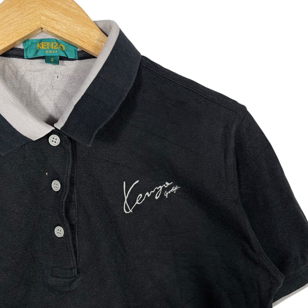 Kenzo Kenzo Golf Script Logo Polo Shirt Black Grey Vintage Japan Size US M / EU 48-50 / 2 - 5 Thumbnail