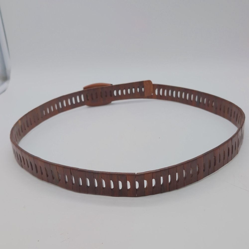 Other Vintage Elegant "D" Hole Brown Wooden Belt 43 In Size 42 - 2 Thumbnail