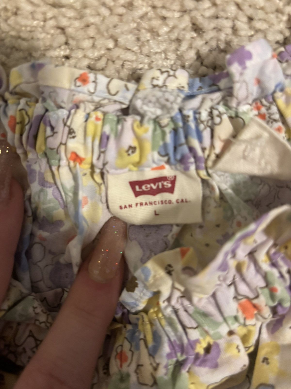 Levi's White floral mini dress Size L / US 10 / IT 46 - 4 Thumbnail